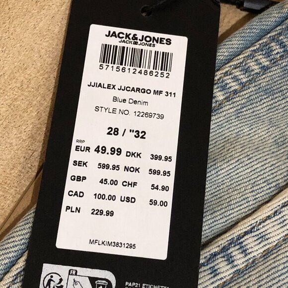 Jack & Jones Baggy Alex Jeans Baggy Fit Denim Blue Sz 28W/32L. NWT $100 - Picture 3 of 6